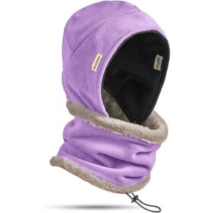 imageSukeen Winter Hat Scarf Set for Women Double Side Wear Warm Hat Antistatic Cold Weather Hats with Thick Fleece ScarfPurple