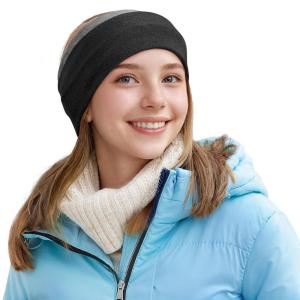 imageSukeen Winter Headbands for Women DoubleLayer Ear Warmers Womens Winter Headband for Running Cycling Sports Orange Dark Blue Size LBlack Gray