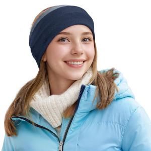 imageSukeen Winter Headbands for Women DoubleLayer Ear Warmers Womens Winter Headband for Running Cycling Sports Orange Dark Blue Size LBlue Navy Blue
