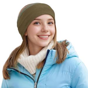 imageSukeen Winter Headbands for Women DoubleLayer Ear Warmers Womens Winter Headband for Running Cycling Sports Orange Dark Blue Size LGray Brown