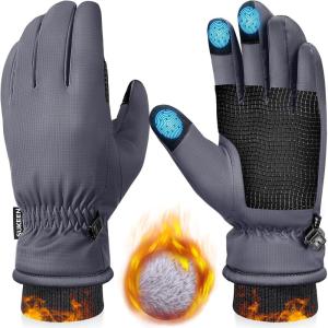 imageSukeen Winter Warm Gloves for Men WomenWindproof Ski Gloves AntiSlip Touch Screen Snow Glove with Thick Plush for OutdoorGrey