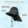 imageSukeen Cooling Sun Hat for Men Women UPF50 Wide Brim Fishing Hat with Neck Flap Adjustable Foldable Bucket Hat for HikingBlack