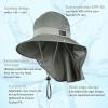 imageSukeen Cooling Sun Hat for Men Women UPF50 Wide Brim Fishing Hat with Neck Flap Adjustable Foldable Bucket Hat for HikingGrey