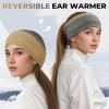 imageSukeen Ear Warmer Headband for Women DoubleLayer Warm Winter Headbands for Women Ear Muffs for Running Cycling Sportsz Black Beige  2 pack
