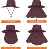 imageSukeen Fishing Hat for Men Women Wide Brim Outdoor UPF 50 Sun Protection with Detachable Neck Flap and Face MaskBrownish Red