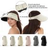 imageSukeen Wide Brim Sun Visor for Women Men UPF50 Seamless Foldable Hats Adjustable Ponytail Beach Hats for Golf Daily OutdoorBeige