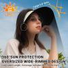 imageSukeen Wide Brim Sun Visor for Women Men UPF50 Seamless Foldable Hats Adjustable Ponytail Beach Hats for Golf Daily OutdoorBeige