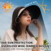 imageSukeen Wide Brim Sun Visor for Women Men UPF50 Seamless Foldable Hats Adjustable Ponytail Beach Hats for Golf Daily OutdoorPink