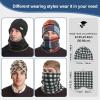 imageSukeen Winter Beanie Hat Scarf Set for Men Women Warm Hat with Faux Fleece Neck Warmer Cold Weather Caps for Cycling OutdoorBlack and White Grid