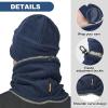 imageSukeen Winter Beanie Hat Scarf Set for Men Women Warm Hat with Faux Fleece Neck Warmer Cold Weather Caps for Cycling OutdoorDark Blue
