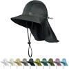 imageSukeen Cooling Sun Hat for Men Women UPF50 Wide Brim Fishing Hat with Neck Flap Adjustable Foldable Bucket Hat for HikingBlack
