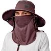 imageSukeen Fishing Hat for Men Women Wide Brim Outdoor UPF 50 Sun Protection with Detachable Neck Flap and Face MaskBrownish Red