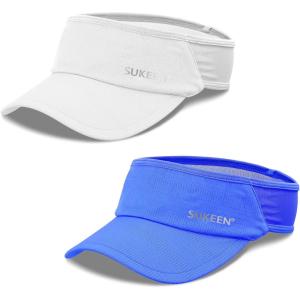 imageSukeen 2 Pack Sports Sun Visor Women Men Lightweight Packable Stretchy Visor Hat for Golf Tennis Running Daily WearWhiteBlue