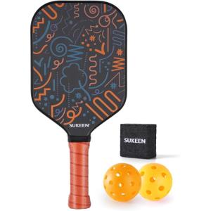 imageSukeen Carbon Fiber Pickleball Paddle Carbon Fiber Surface Pickleball Paddle with Large Sweet Spot 55quot Elongated Handle Pickleball Racket