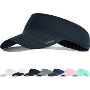imageSukeen Cooling Stretchy Visor Free Size Cool Hat with UV Protection Brim Peak Vizor for Golf Tennis Cycling RunningBlack