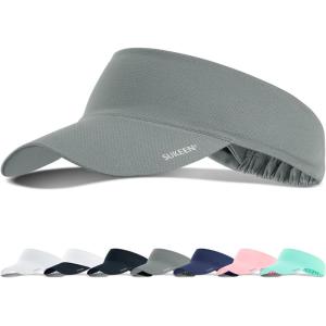 imageSukeen Cooling Stretchy Visor Free Size Cool Hat with UV Protection Brim Peak Vizor for Golf Tennis Cycling RunningDark Gray