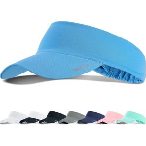 imageSukeen Cooling Stretchy Visor Free Size Cool Hat with UV Protection Brim Peak Vizor for Golf Tennis Cycling RunningLight Blue