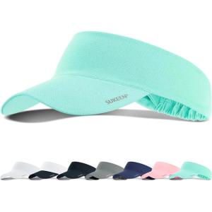 imageSukeen Cooling Stretchy Visor Free Size Cool Hat with UV Protection Brim Peak Vizor for Golf Tennis Cycling RunningMacaron Blue