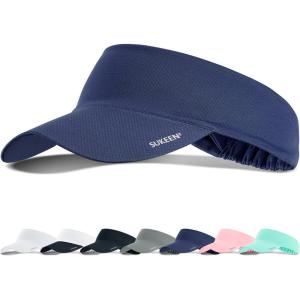 imageSukeen Cooling Stretchy Visor Free Size Cool Hat with UV Protection Brim Peak Vizor for Golf Tennis Cycling RunningNavy Blue