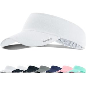 imageSukeen Cooling Stretchy Visor Free Size Cool Hat with UV Protection Brim Peak Vizor for Golf Tennis Cycling RunningWhite