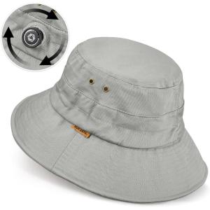 imageSukeen Cotton Bucket Hat for Men Women Adjustable Knob Sun Hat UPF 50 Wide Brim Fishing Hat for Walking Daily OutdoorGrey