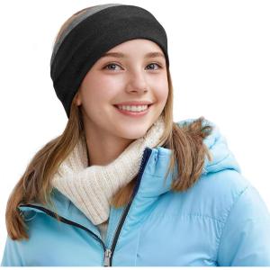 imageSukeen Ear Warmer Headband for Women DoubleLayer Warm Winter Headbands for Women Ear Muffs for Running Cycling SportsBlack Gray