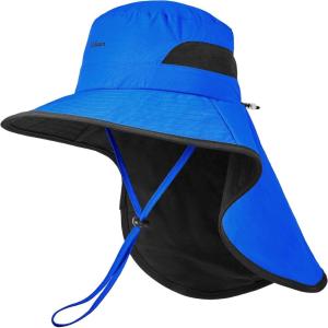 imageSukeen Kids Sun Hats with Neck Flap for Girls BoysLightweight Kids Beach Hat QuickDrying Fishing Hat for OutdoorsDark Blue
