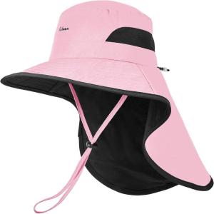 imageSukeen Kids Sun Hats with Neck Flap for Girls BoysLightweight Kids Beach Hat QuickDrying Fishing Hat for OutdoorsPink