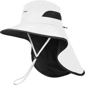 imageSukeen Kids Sun Hats with Neck Flap for Girls BoysLightweight Kids Beach Hat QuickDrying Fishing Hat for OutdoorsWhite