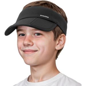 imageSukeen Kids Visors Hats for Girls BoysFoldable Brim Sun Hat Adjustable Folding Cap for Outdoors ActivityBlack
