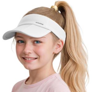 imageSukeen Kids Visors Hats for Girls BoysFoldable Brim Sun Hat Adjustable Folding Cap for Outdoors ActivityWhite