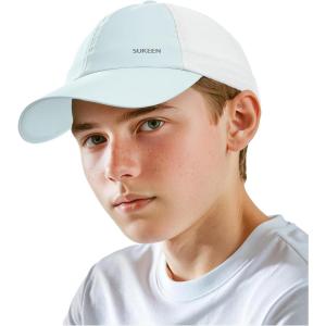 imageSukeen Lightweight Kids Baseball Caps for Boy Girls UPF50 Kids Sun Hat QuickDry Youth Performance Hat for Outdoor ActivityLight Blue