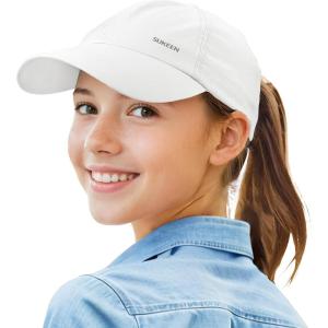 imageSukeen Lightweight Kids Baseball Caps for Boy Girls UPF50 Kids Sun Hat QuickDry Youth Performance Hat for Outdoor ActivityWhite
