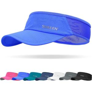 imageSukeen Sports Sun Visor Men Women Lightweight Packable Cooling Stretchy Visor Hat for Running Tennis GolfBlue