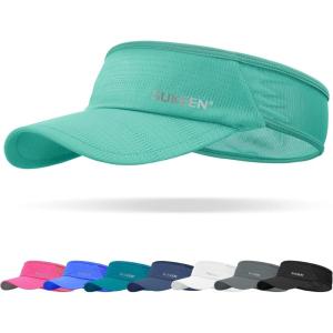 imageSukeen Sports Sun Visor Men Women Lightweight Packable Cooling Stretchy Visor Hat for Running Tennis GolfLake Blue