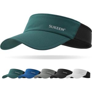 imageSukeen Sports Sun Visor for Men Lightweight Packable Large Head Stretchy Visor Hat for Running Tennis Golf Daily WearTeal Blue