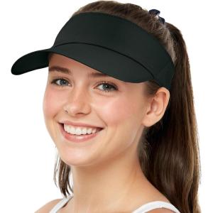 imageSukeen Sports Sun Visor for Men Women Lightweight Empty Top Visor Hat Adjustable Packable Sun Hat for Golf Daily Wear Black