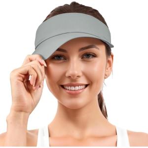 imageSukeen Sports Sun Visor for Men Women Lightweight Empty Top Visor Hat Adjustable Packable Sun Hat for Golf Daily Wear Grey