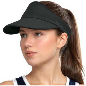imageSukeen Sports Sun Visor for Women Men Lightweight Packable Running Visor Hat for RunningTennisGolfHikingBlack