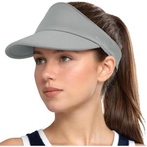 imageSukeen Sports Sun Visor for Women Men Lightweight Packable Running Visor Hat for RunningTennisGolfHikingGray