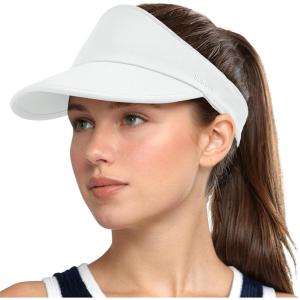 imageSukeen Sports Sun Visor for Women Men Lightweight Packable Running Visor Hat for RunningTennisGolfHikingWhite