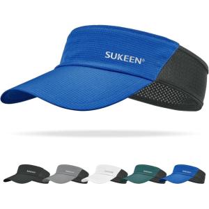 imageSukeen Sun Visor Hat for Men Large Head Lightweight Cooling Stretchy Visor Hat for Running Tennis Golf Daily WearBlue