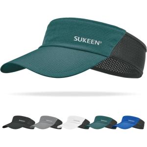 imageSukeen Sun Visor Hat for Men Large Head Lightweight Cooling Stretchy Visor Hat for Running Tennis Golf Daily WearTeal Blue
