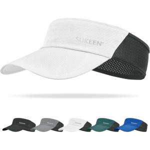 imageSukeen Sun Visor Hat for Men Large Head Lightweight Cooling Stretchy Visor Hat for Running Tennis Golf Daily WearWhite