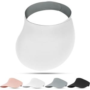 imageSukeen Wide Brim Sun Visor Hat for WomenUPF50 Seamless Sun Hats Lightweight Sports Cap Foldable Ponytail Hat for OutdoorPure White