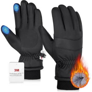 imageSukeen Winter Gloves Men Women 3M Thinsulate Thermal Gloves Touchscreen WaterResistant Snow Ski Glove for Cold WeatherBlack