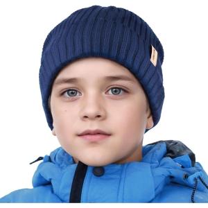 imageSukkeen Kids Winter Beanie Hat for Girls ampamp Boys  Warm Knitted Hat Age 310 Seepage Proof Skull Cap for Daily Outdoor UseBlue