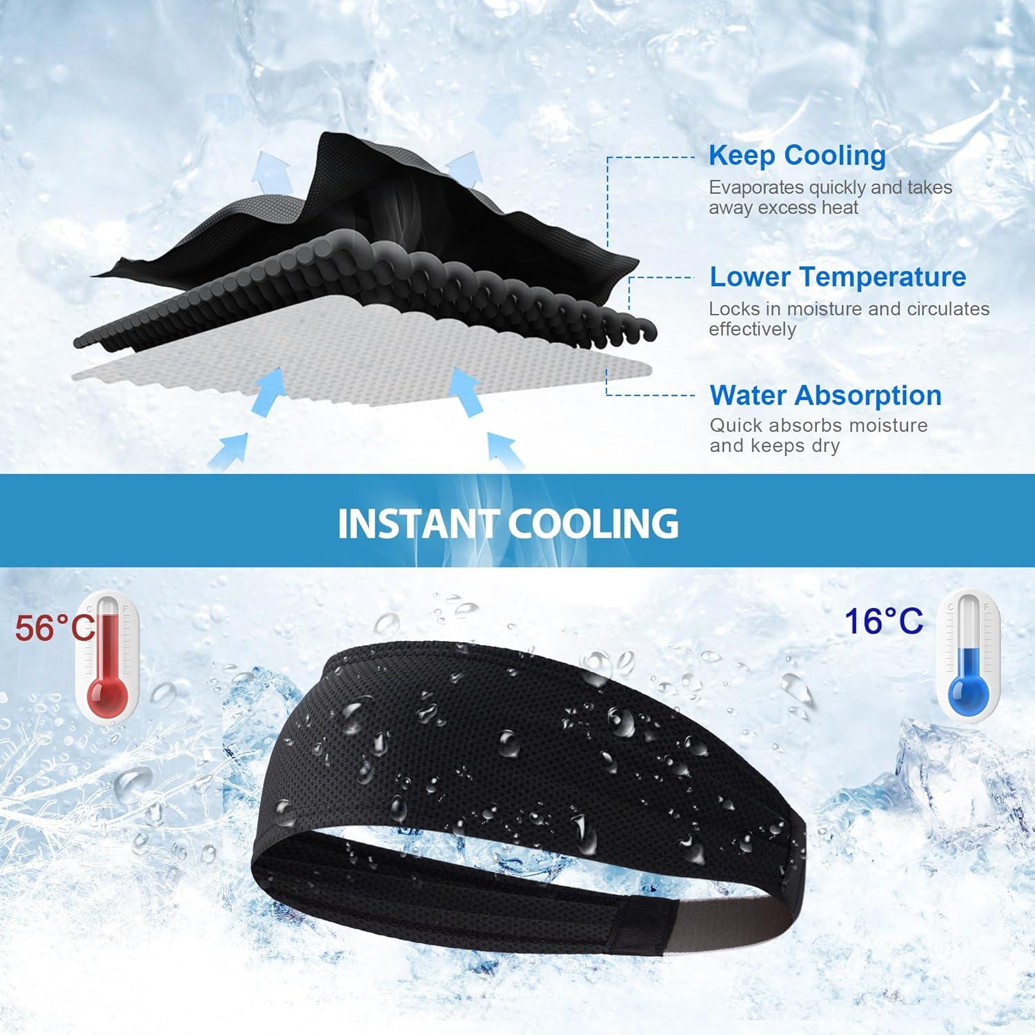 imageSukeen Cooling Sports Headbands for Men 4 Pack