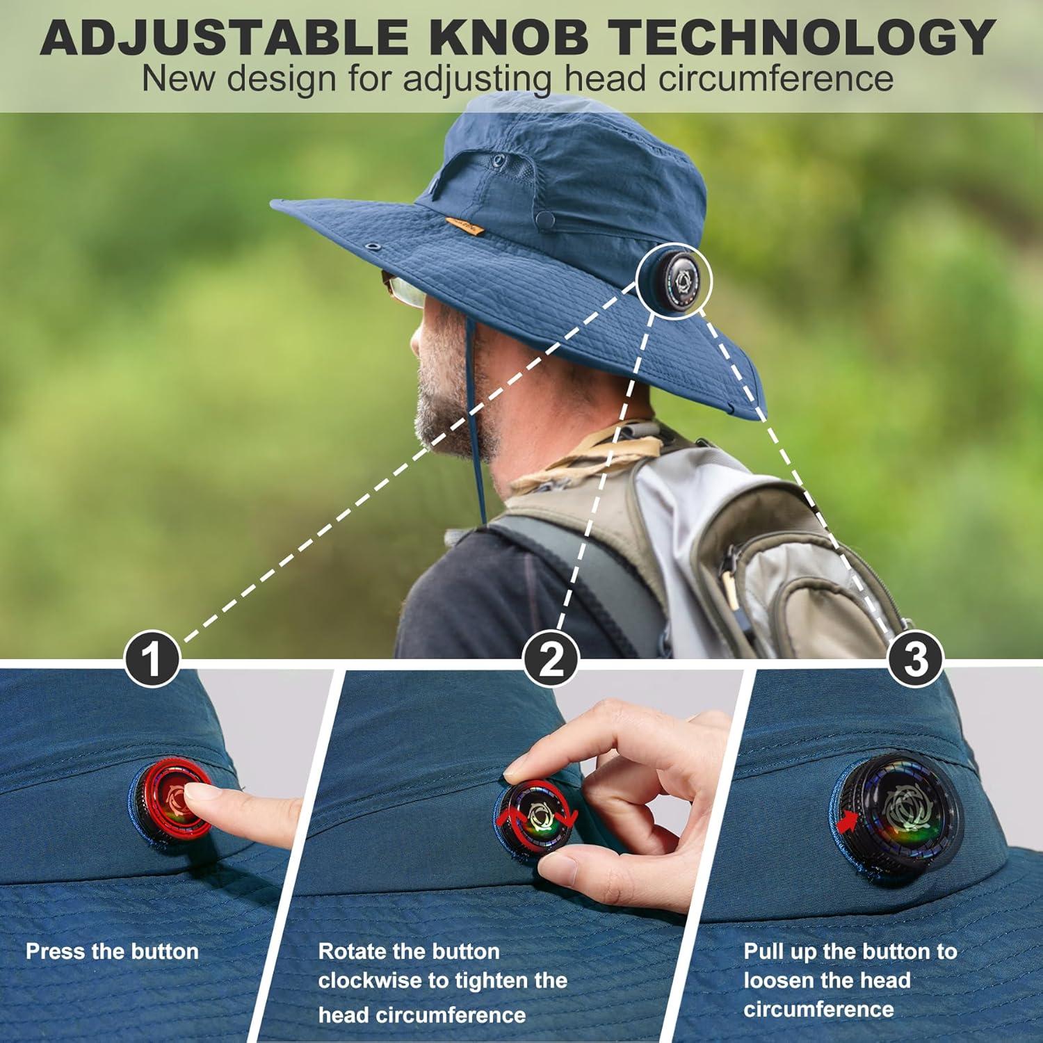 imageSukeen Sun Hat for Men Women Wide Brim Fishing Hat with Adjustable Knob UPF 50 Boonie Hat for Hiking Gardening SafariBlue