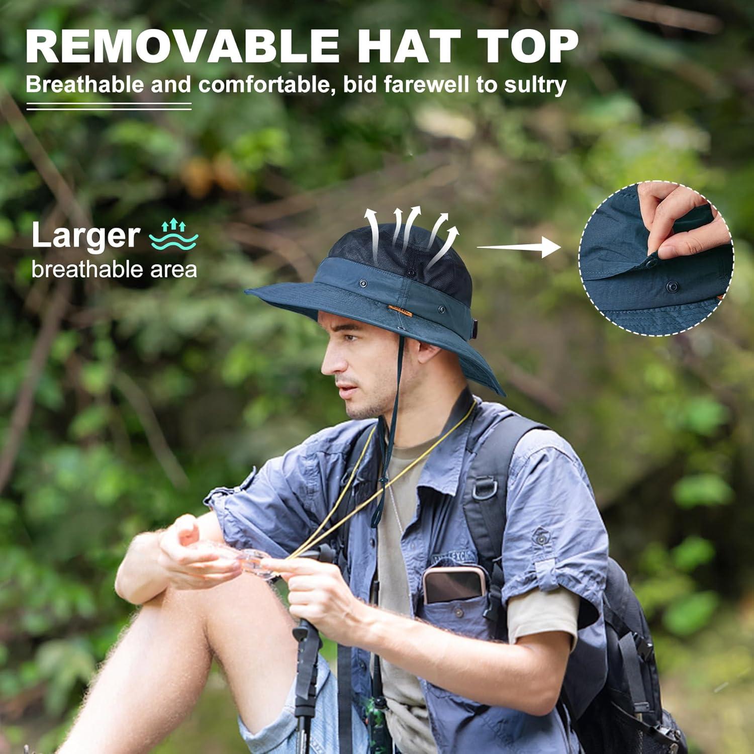 imageSukeen Sun Hat for Men Women Wide Brim Fishing Hat with Adjustable Knob UPF 50 Boonie Hat for Hiking Gardening SafariBlue